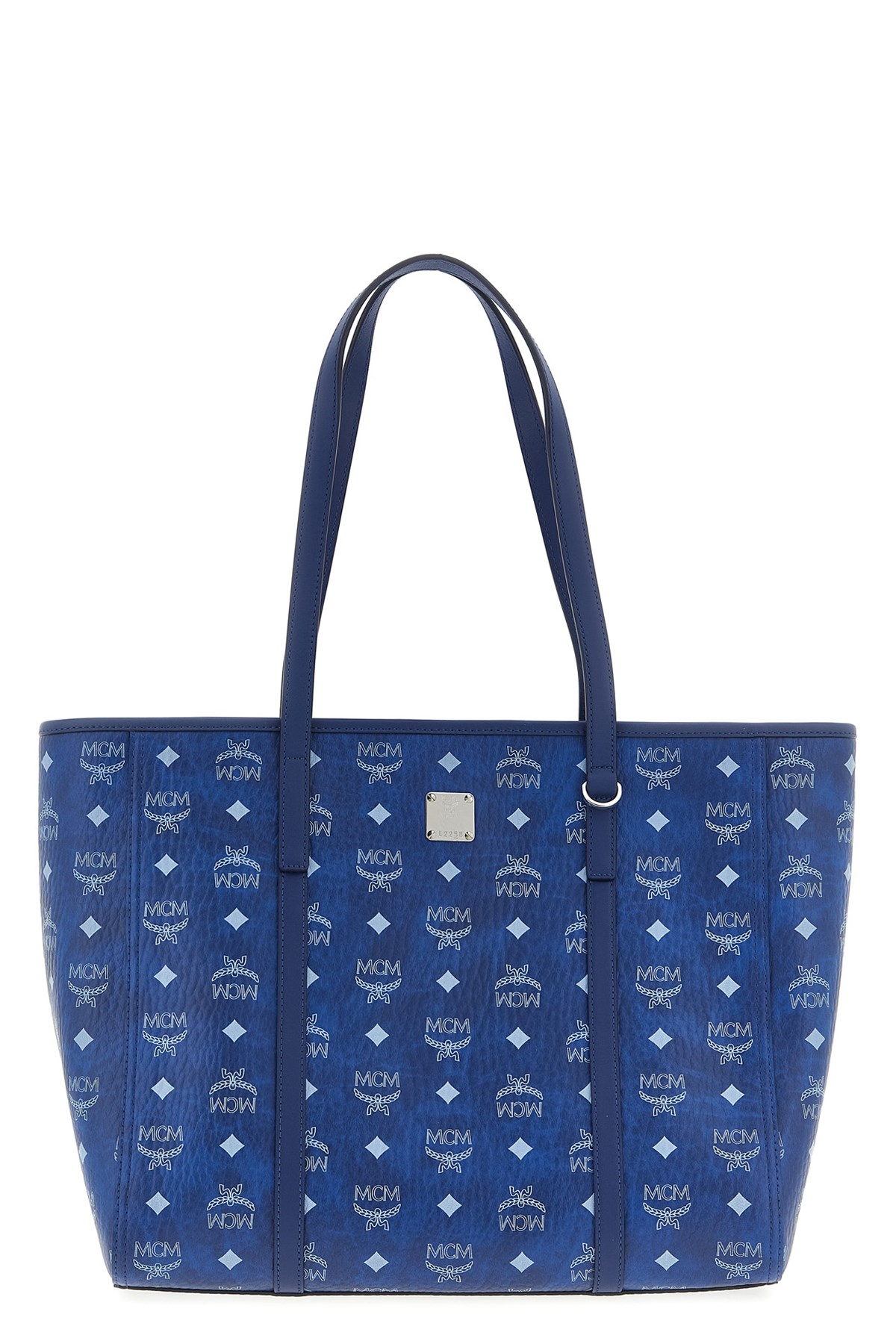 Mcm Toni Visetos Monogram Canvas Top-zip Tote Bag In Blue