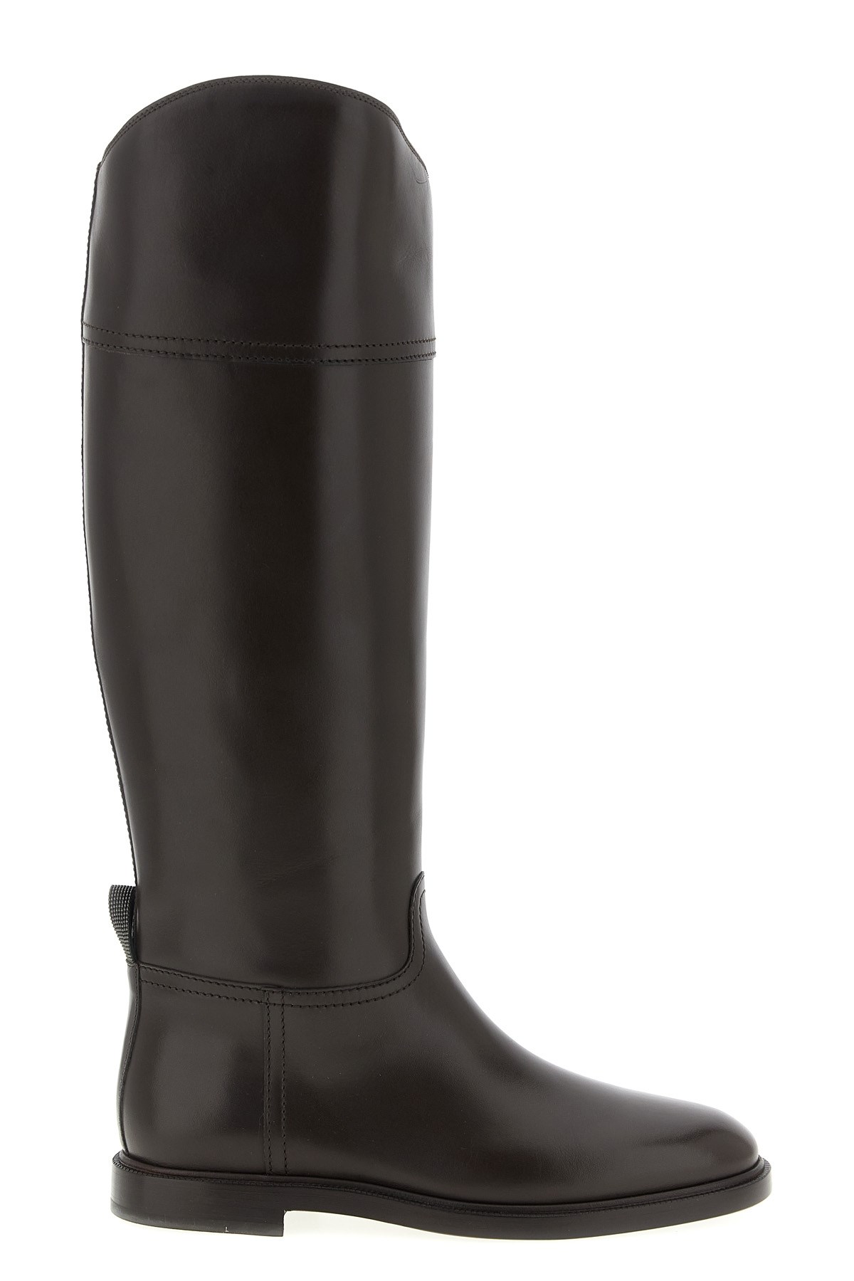 Brunello Cucinelli Leather Boots Monile In Brown