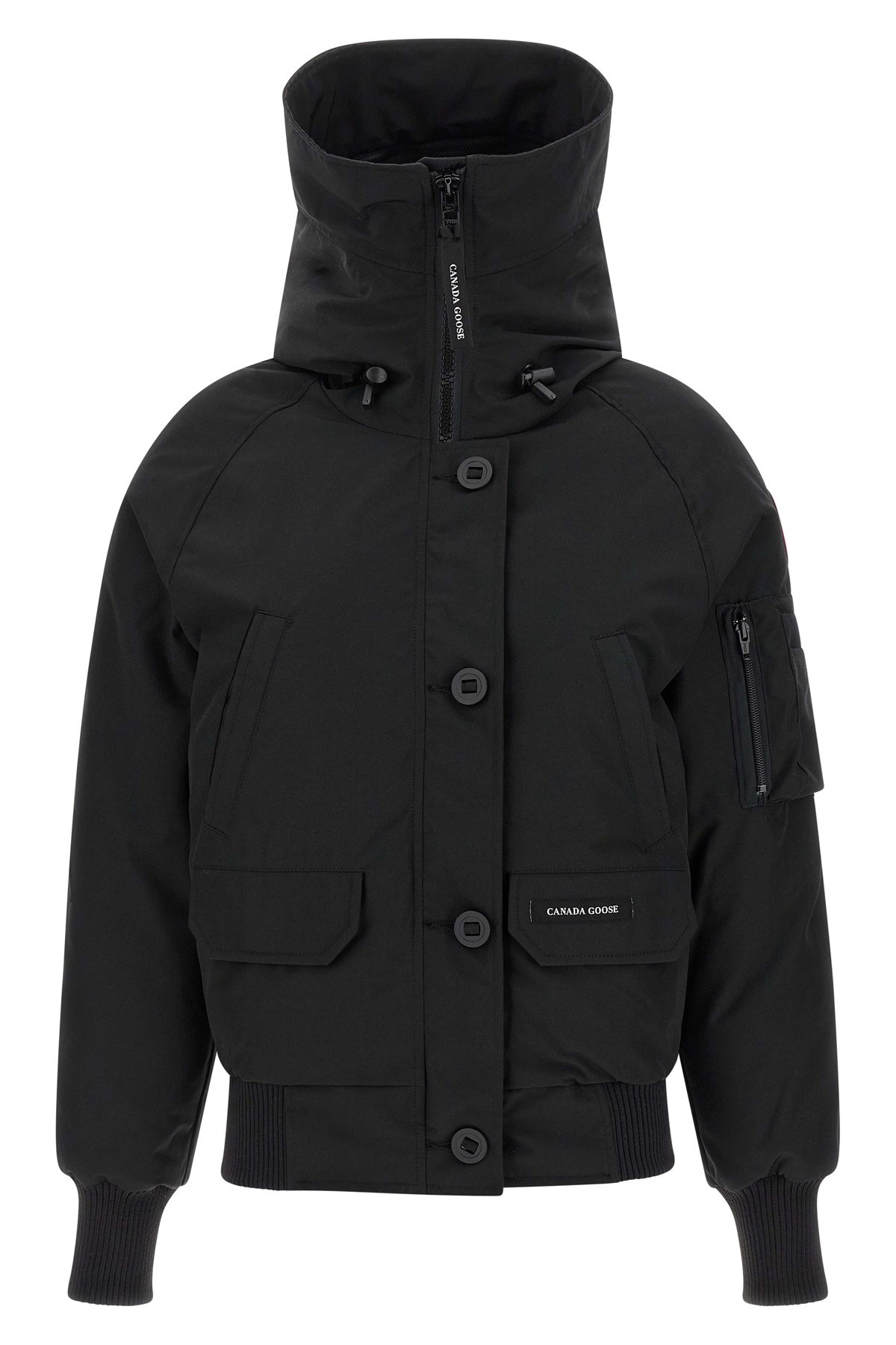 Canada Goose Chilliwack Hooded Shell Down Bomber Jacket In Black