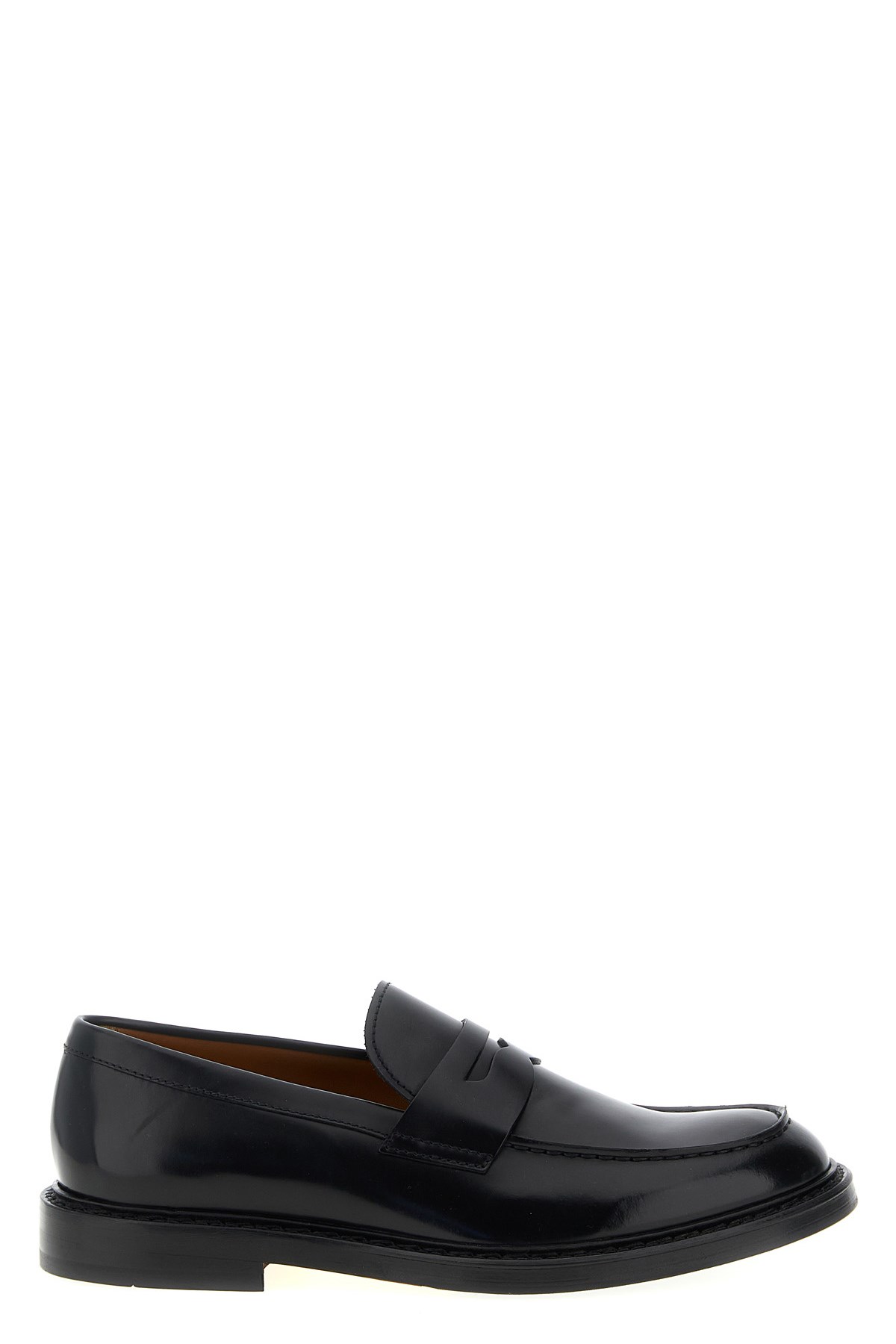 Doucal's Leather Loafers With Embossed Bowl Stitching In Black