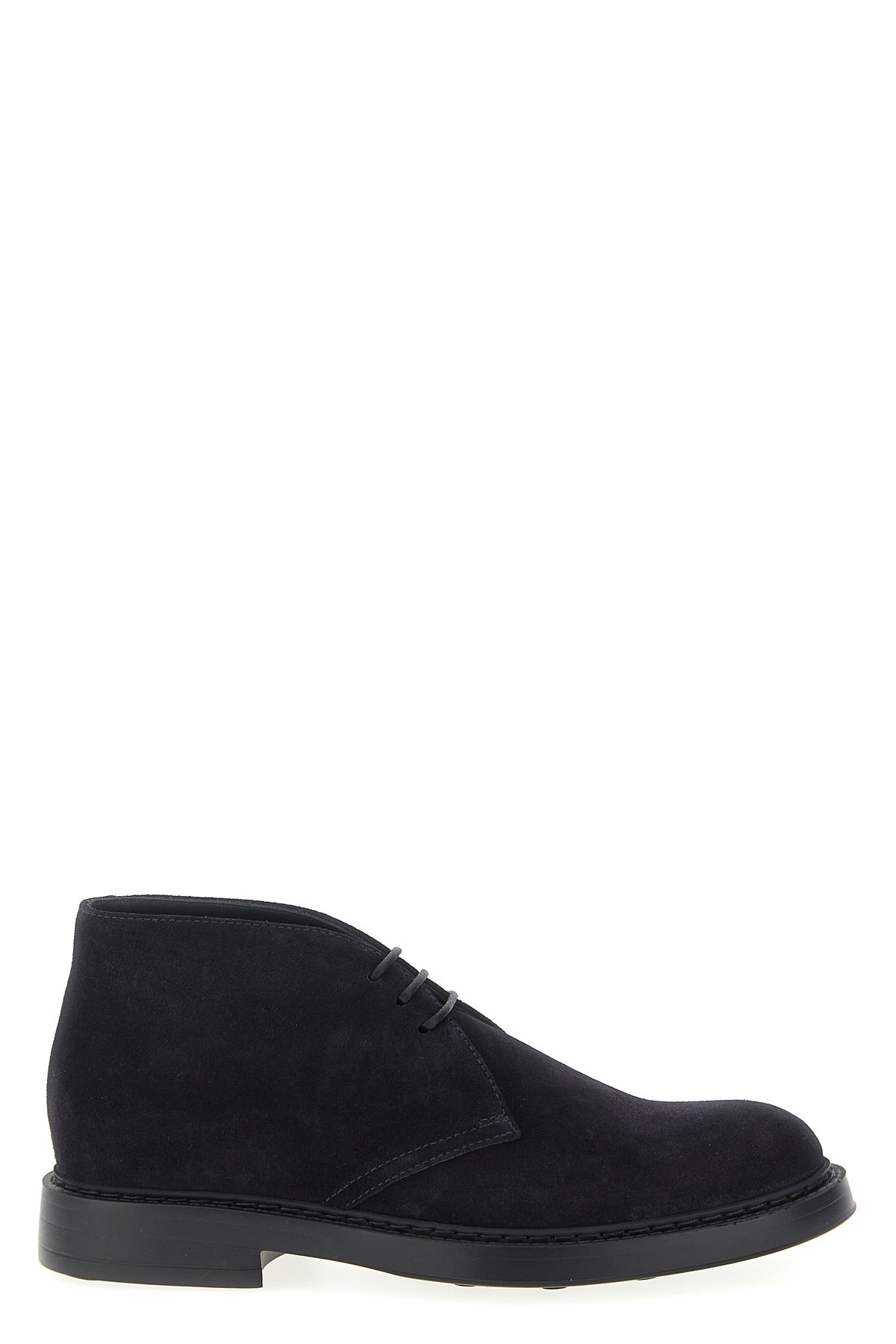 Doucal's Suede Chukka Boot With Round Toe In Blue
