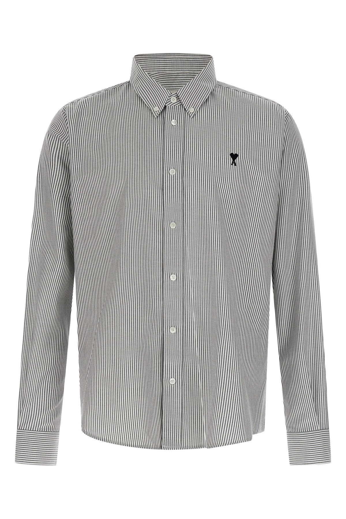 Ami Alexandre Mattiussi Button Down Collar Logo Shirt In Black