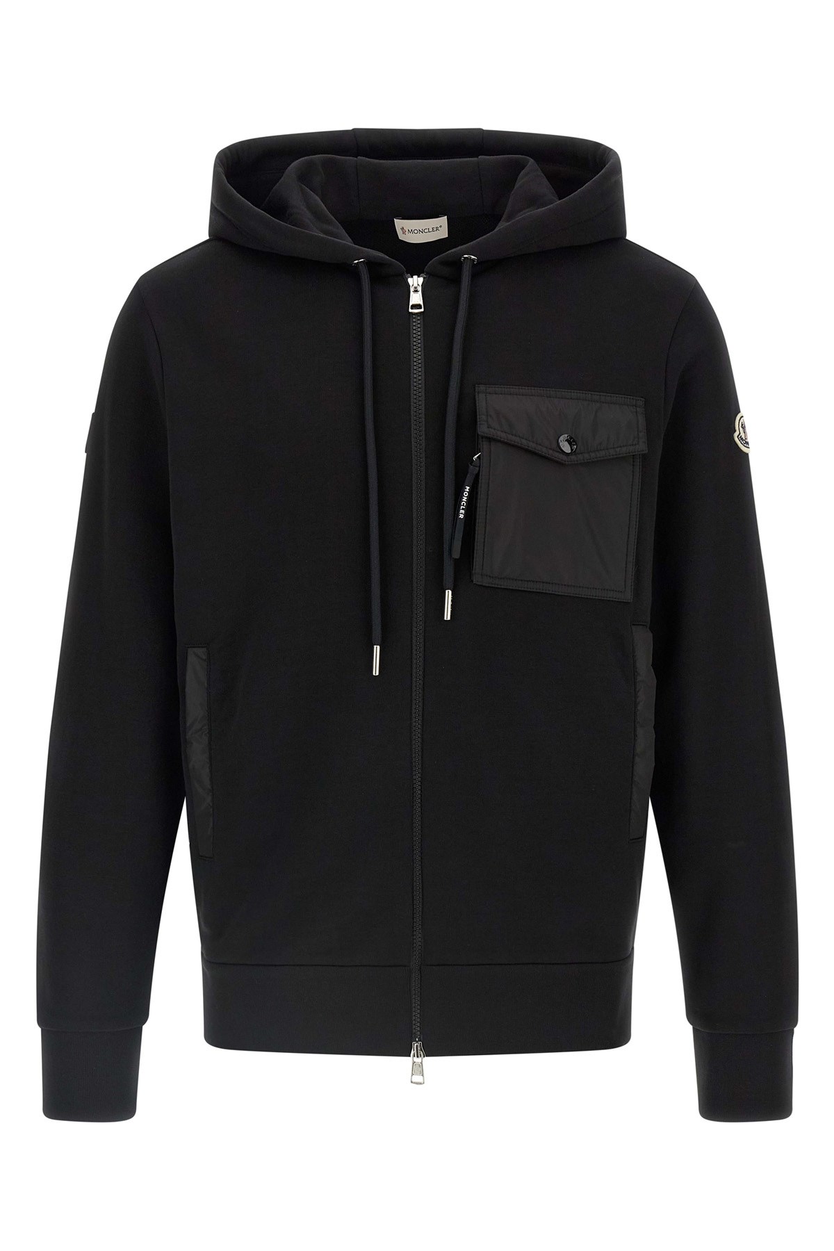 Moncler Kapuzenpullover Mit Nyloneinsatz In Black