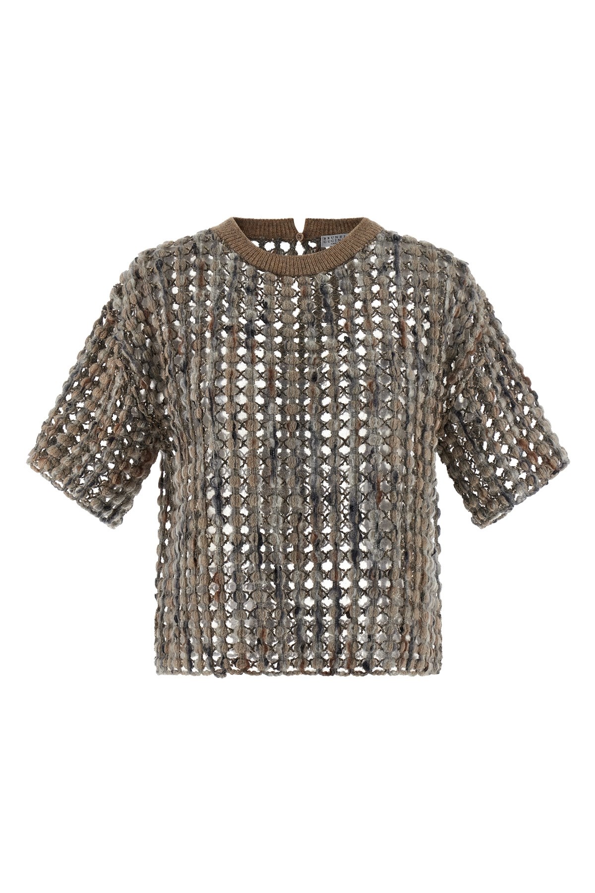 Brunello Cucinelli Sparkling Short Sleeve Knitwear In Brown