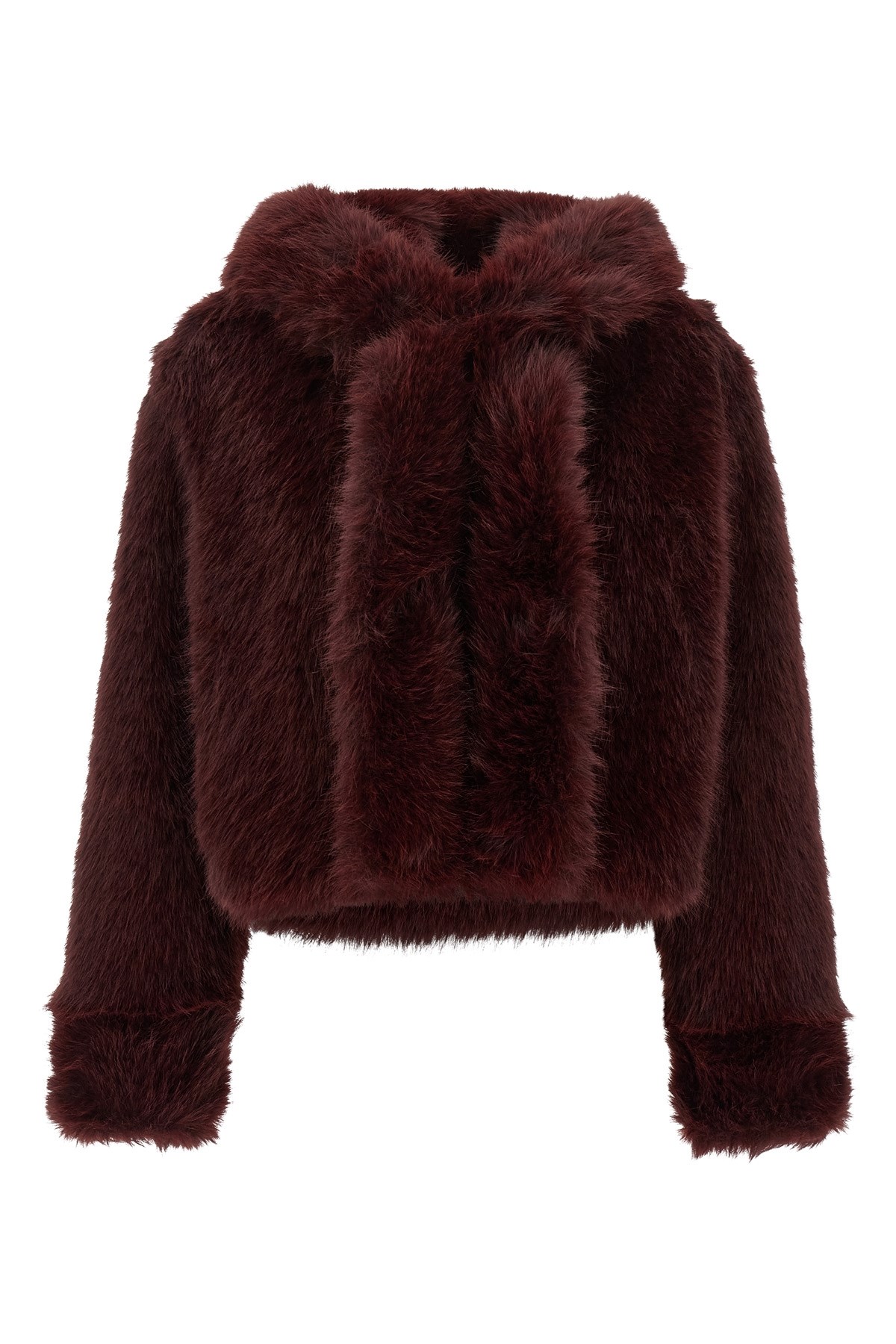 Bbcouture Cropped Eco Fur In Burgundy