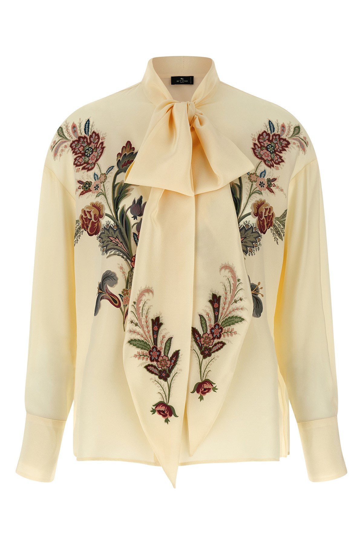 Etro Silk Blouse With Placed Print In Neutral
