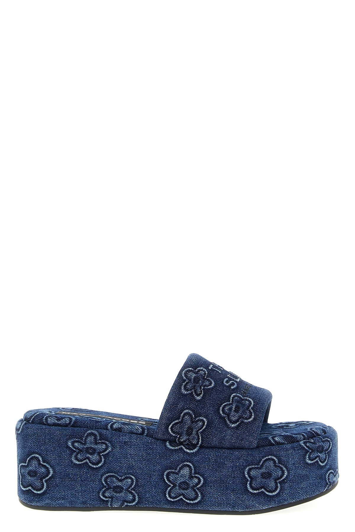 Marc Jacobs 'the Puffy Daisy Denim Platform Sandal' Slides In Blue