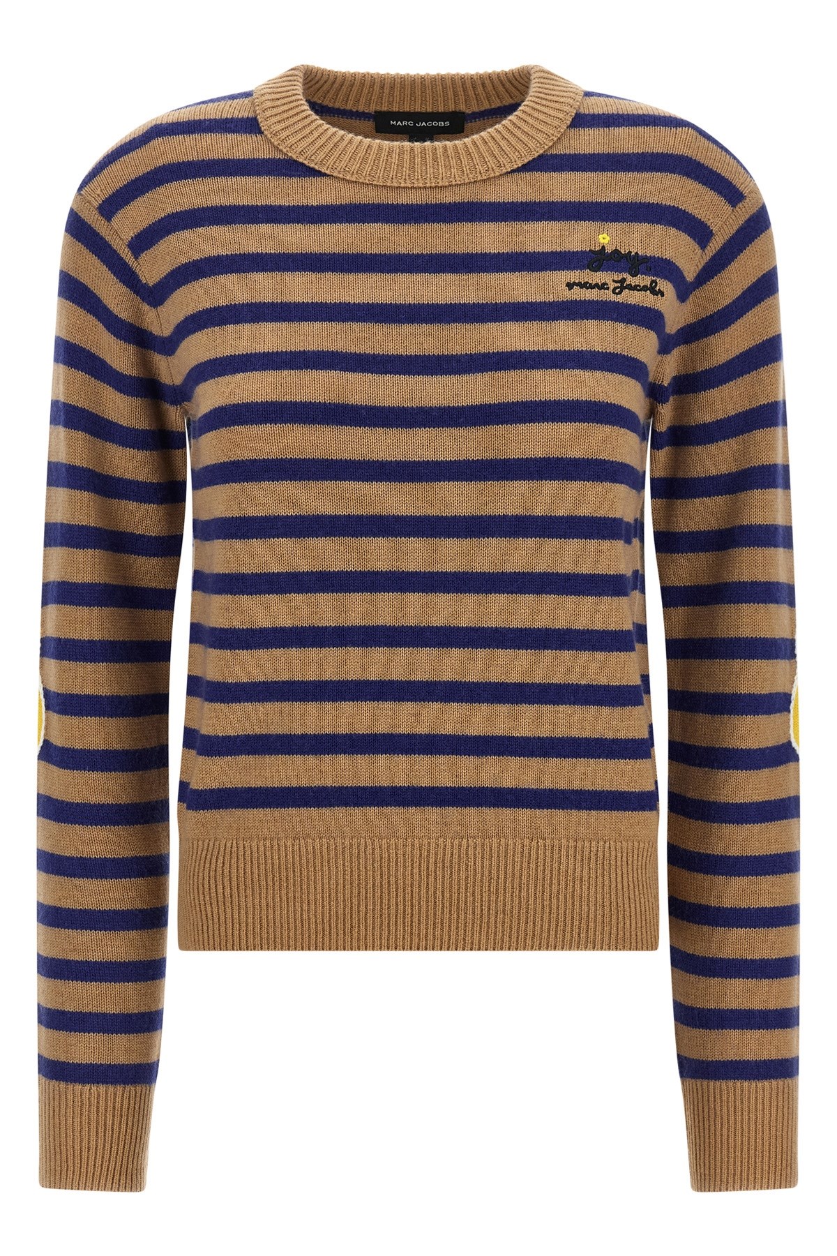 Marc Jacobs Striped Sweater With Floral Embellishments In Blue