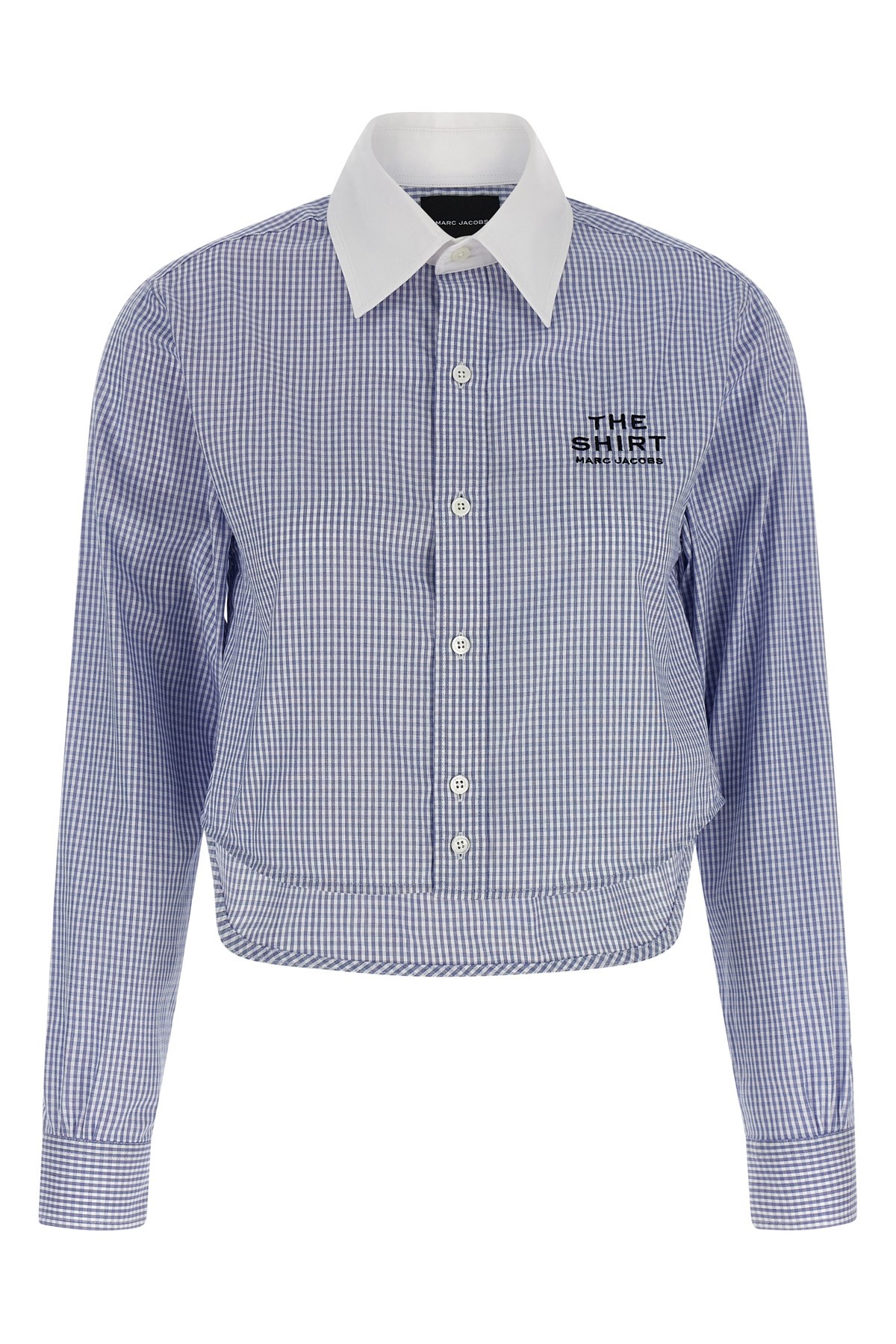Marc Jacobs Cropped Shirt With Contrast Collar And Cuffs In Blue