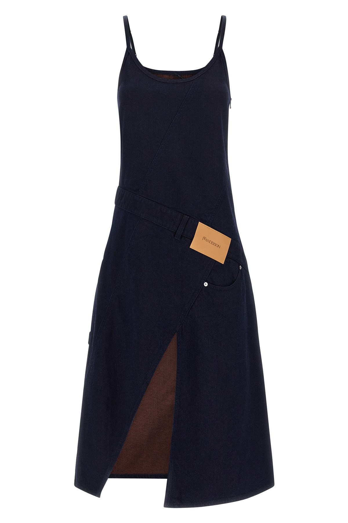 Jw Anderson Asymmetric Hem Belted Workwear Dress In Multi