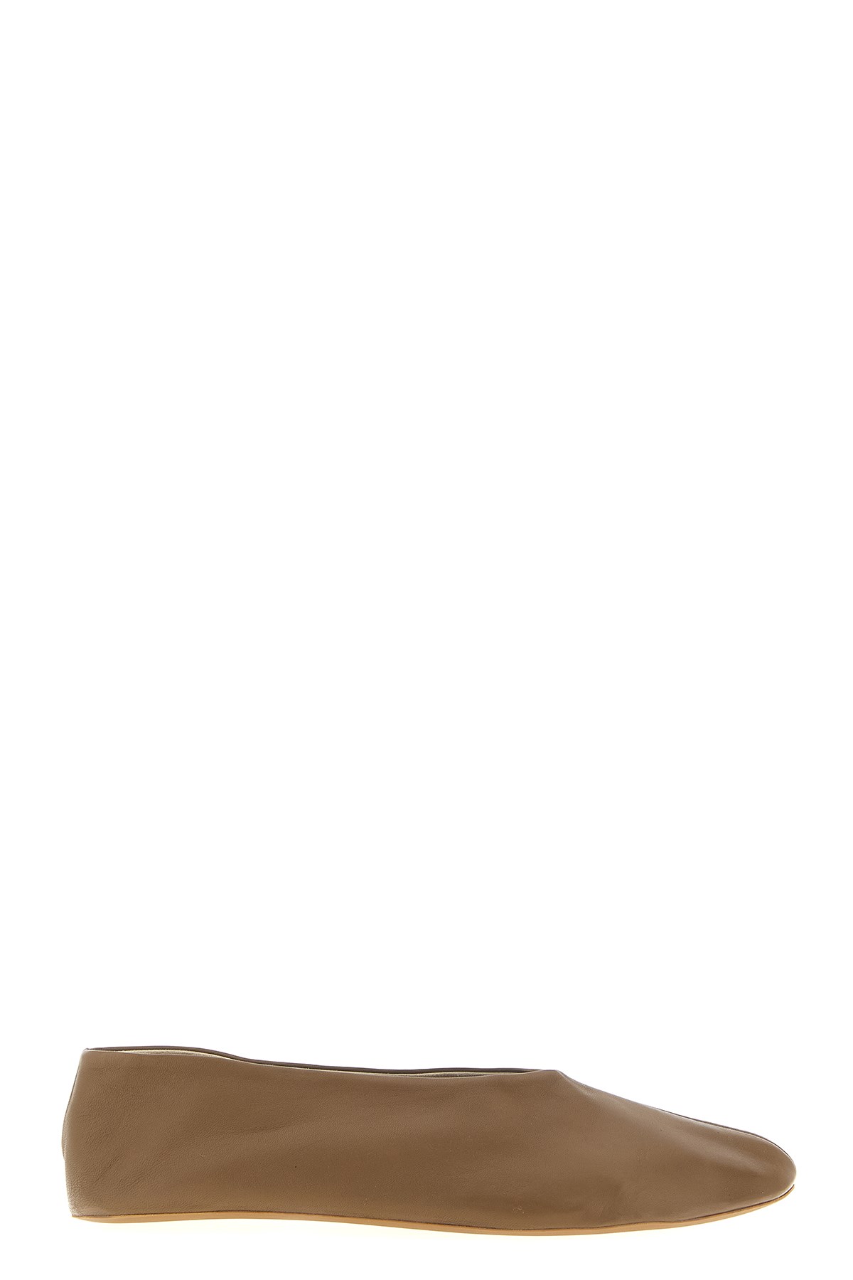 The Row Stella Flat Sole Round Toe Slippers In Brown