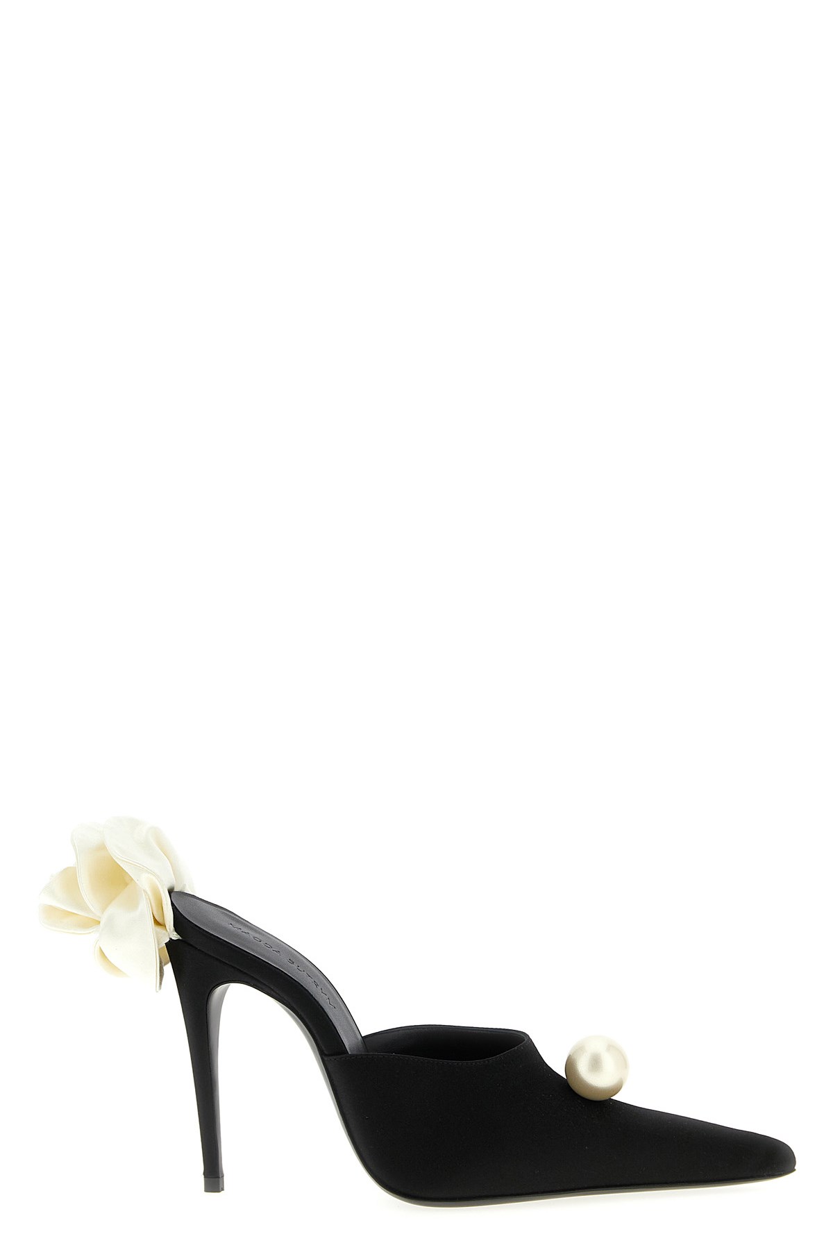 Magda Butrym Pearl Embellished Floral Pointed Toe Mules In Black
