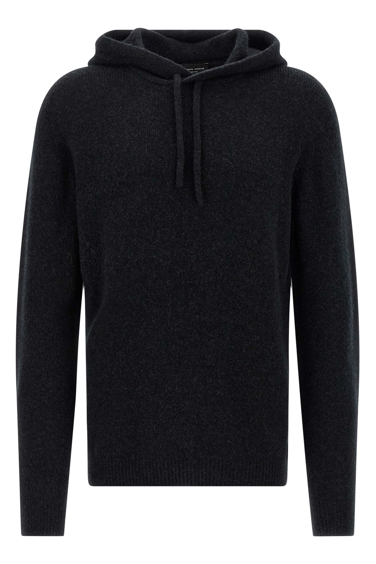 Roberto Collina Black Cashmere Hooded Sweatshirt In Black