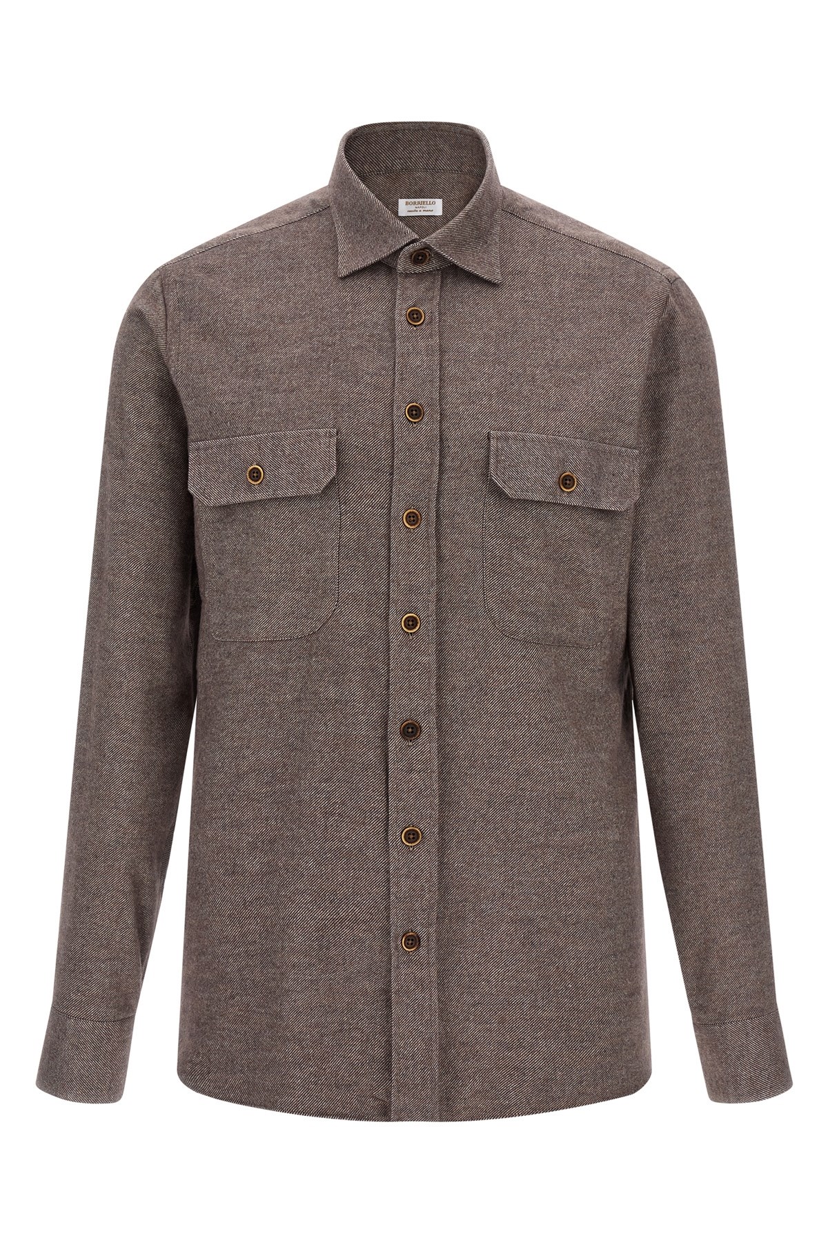 Borriello Napoli Button-front Long-sleeve Shirt In Brown