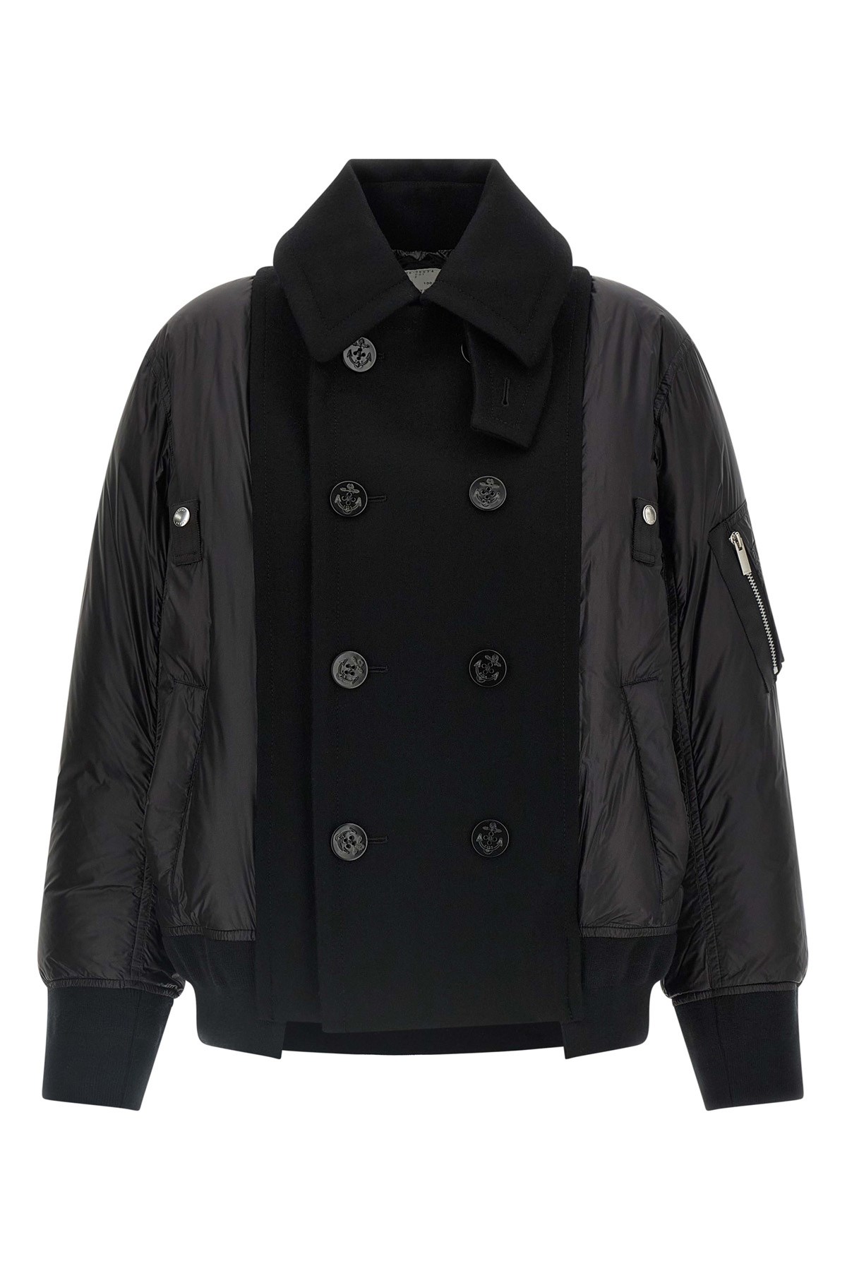 Sacai Wool Insert Bomber Jacket In Black
