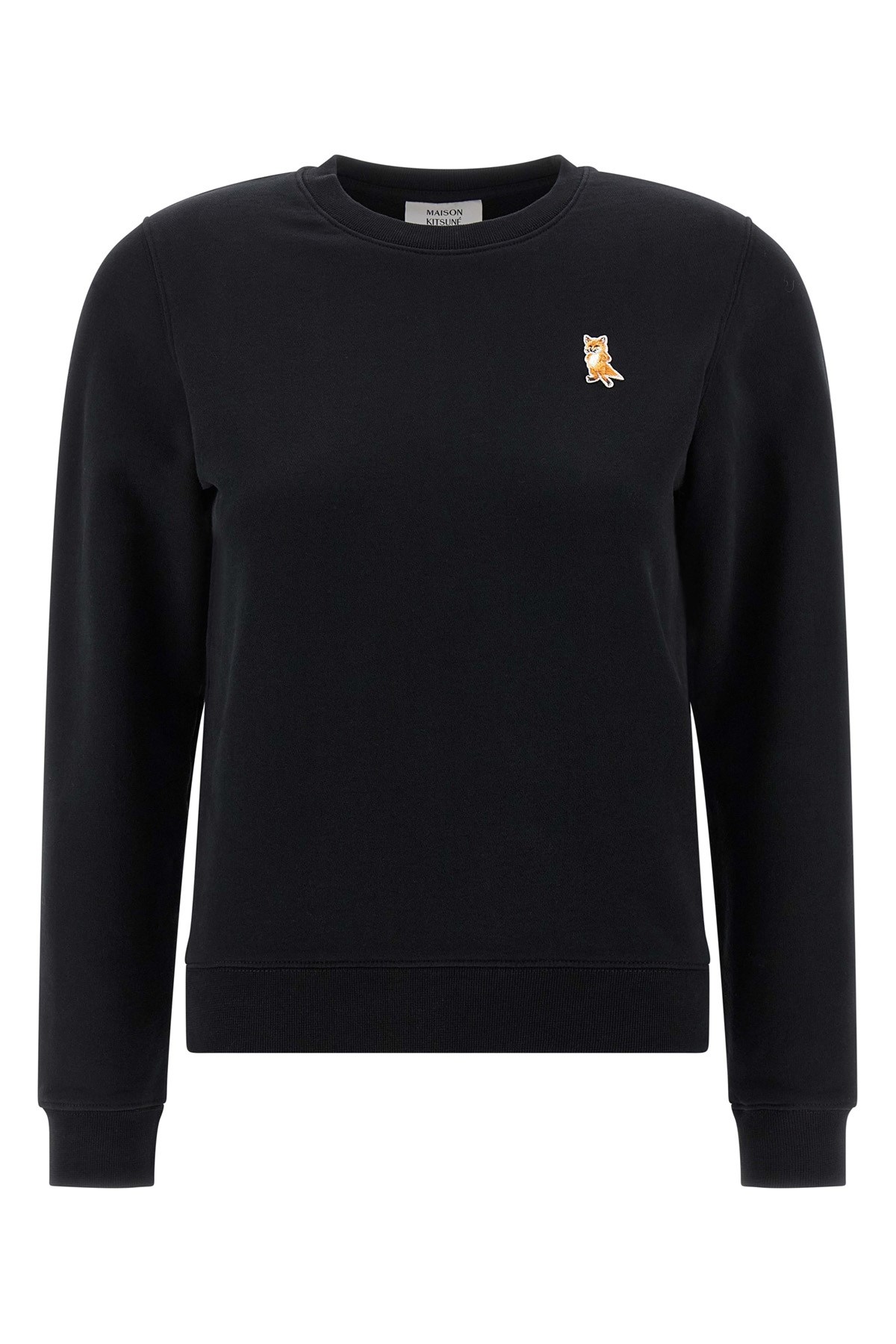 Maison Kitsuné Lady Fox Cotton Crewneck Sweatshirt In Black