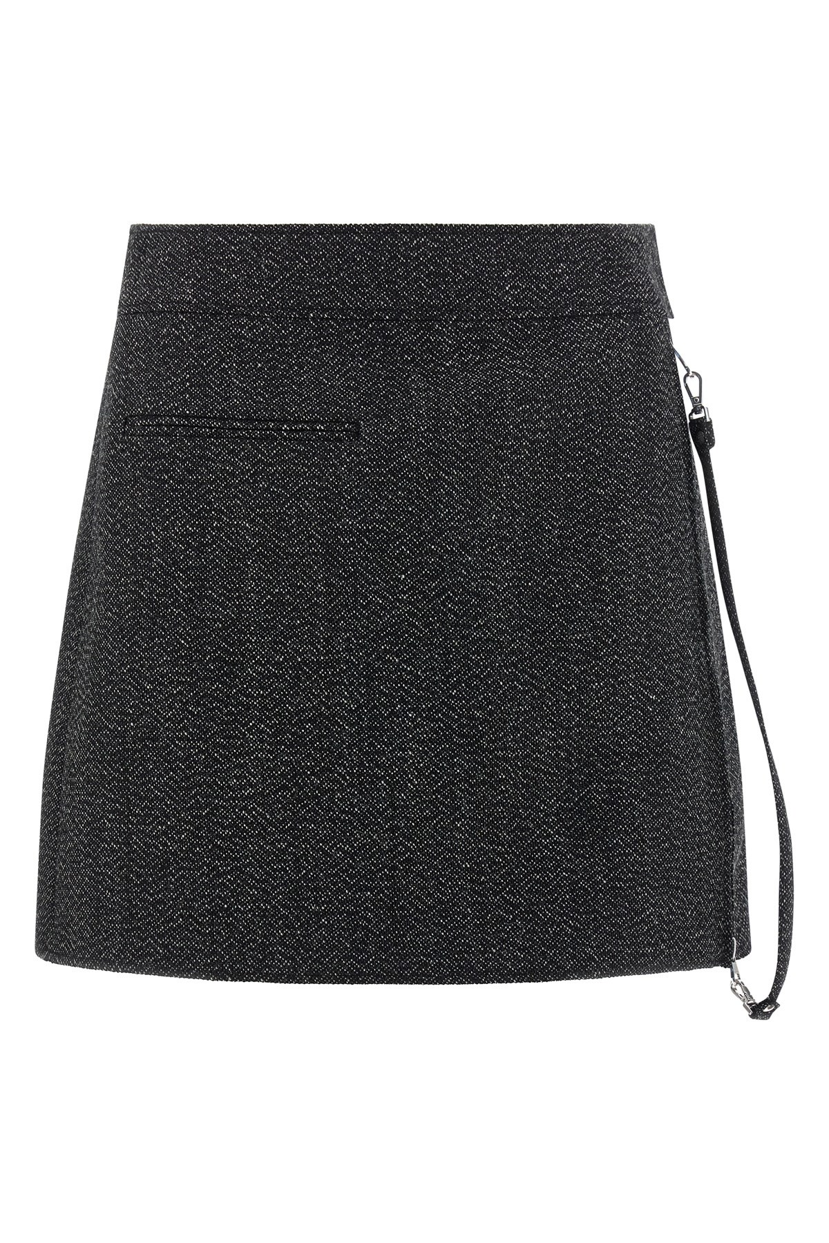Courrèges 'zipped Caviar Mini' Skirt In Gray