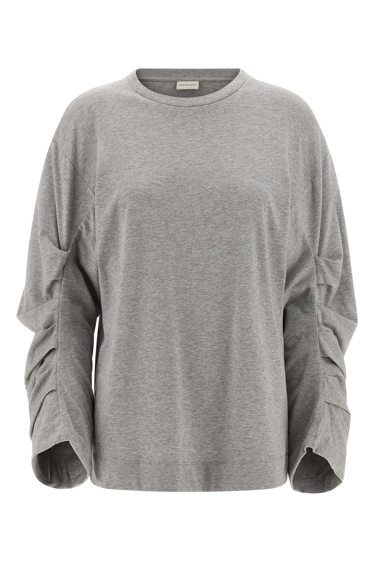 Dries Van Noten Relaxed Fit Long Sleeve Crew Neck Top In Gray