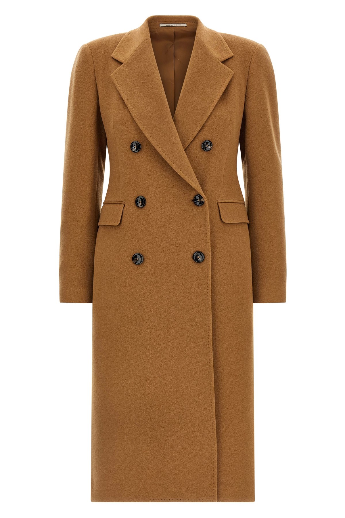 Tagliatore Angora And Wool Double-breasted Coat In Brown