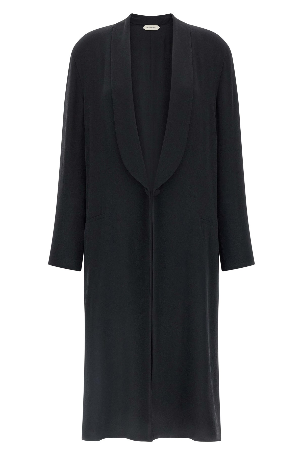 Alberta Ferretti Silk Georgette Coat Coats And Trench Coats Black In Black