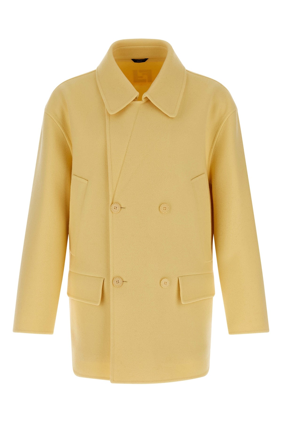 Fendi Wool Double-breasted Pea Coat Clothing In Yellow