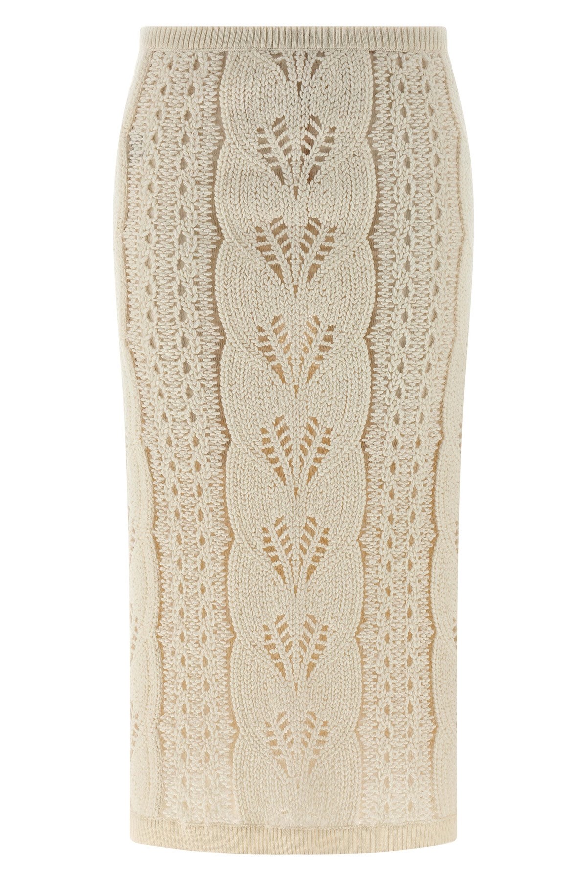 Ermanno Scervino Longuette Tricot Wool Skirt With Tulle Lining In Multi