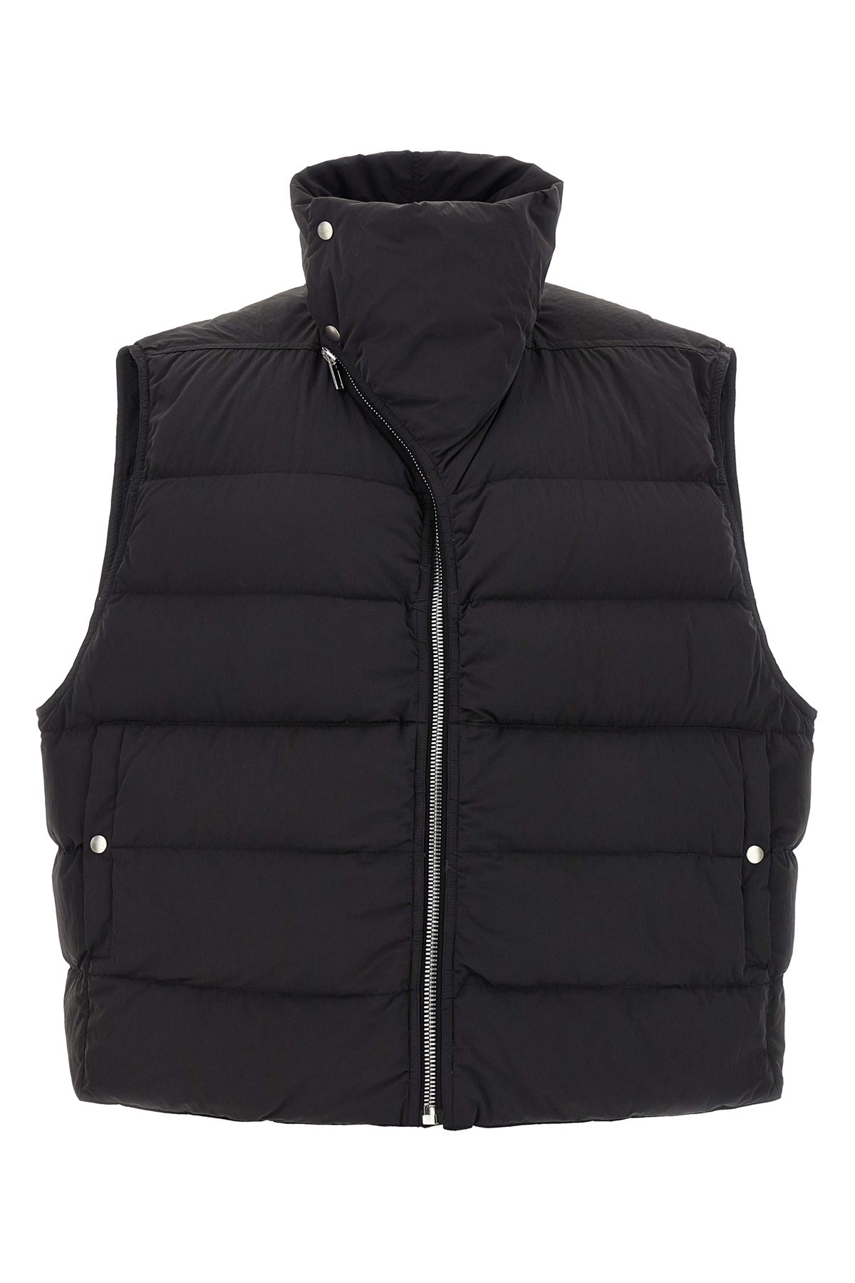 Rick Owens Padded High Collar Vest With Side Pockets In Black