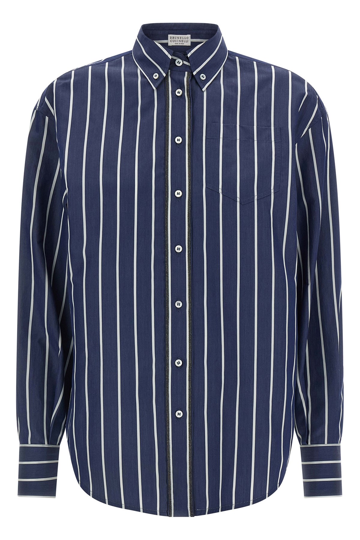 Brunello Cucinelli Shiny Trims Shirt And Blouse Blue In Black