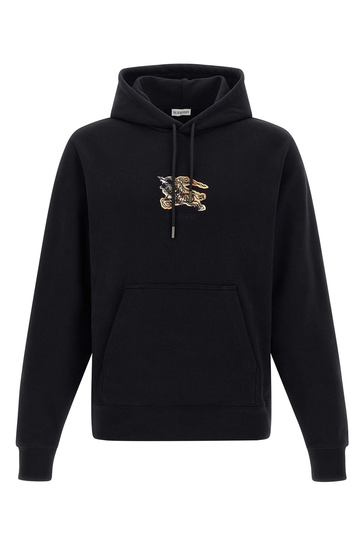 Burberry Hoodie With Front Pocket And Ribbed Cuffs In Black