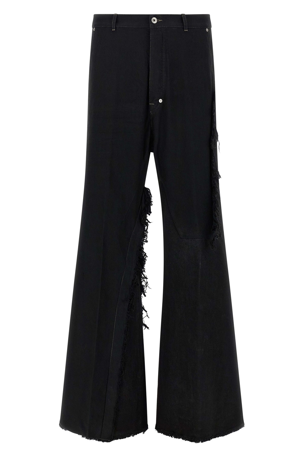 Rick Owens Casual Trousers With Frayed Detailing And Pockets In Black