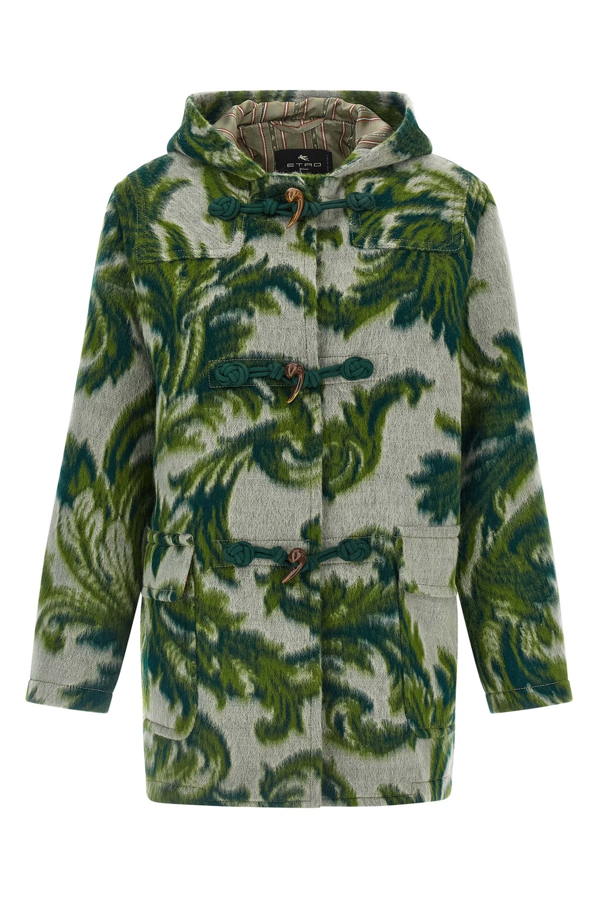 Etro Carded Wool Jacket Puffer Jackets Green In Green