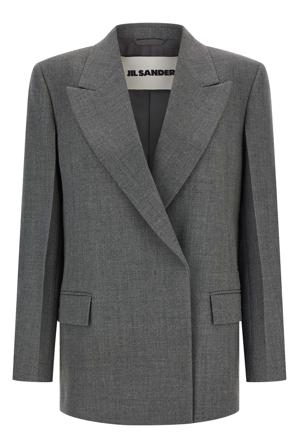 Jil Sander Gray Double-breasted Caban Jacket In Gray
