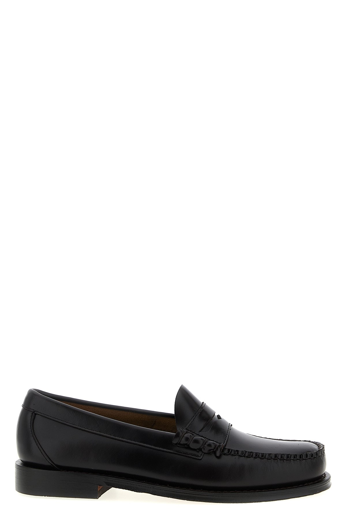 Gh Bass Round Toe Penny Loafers With Stitched Detail In Black