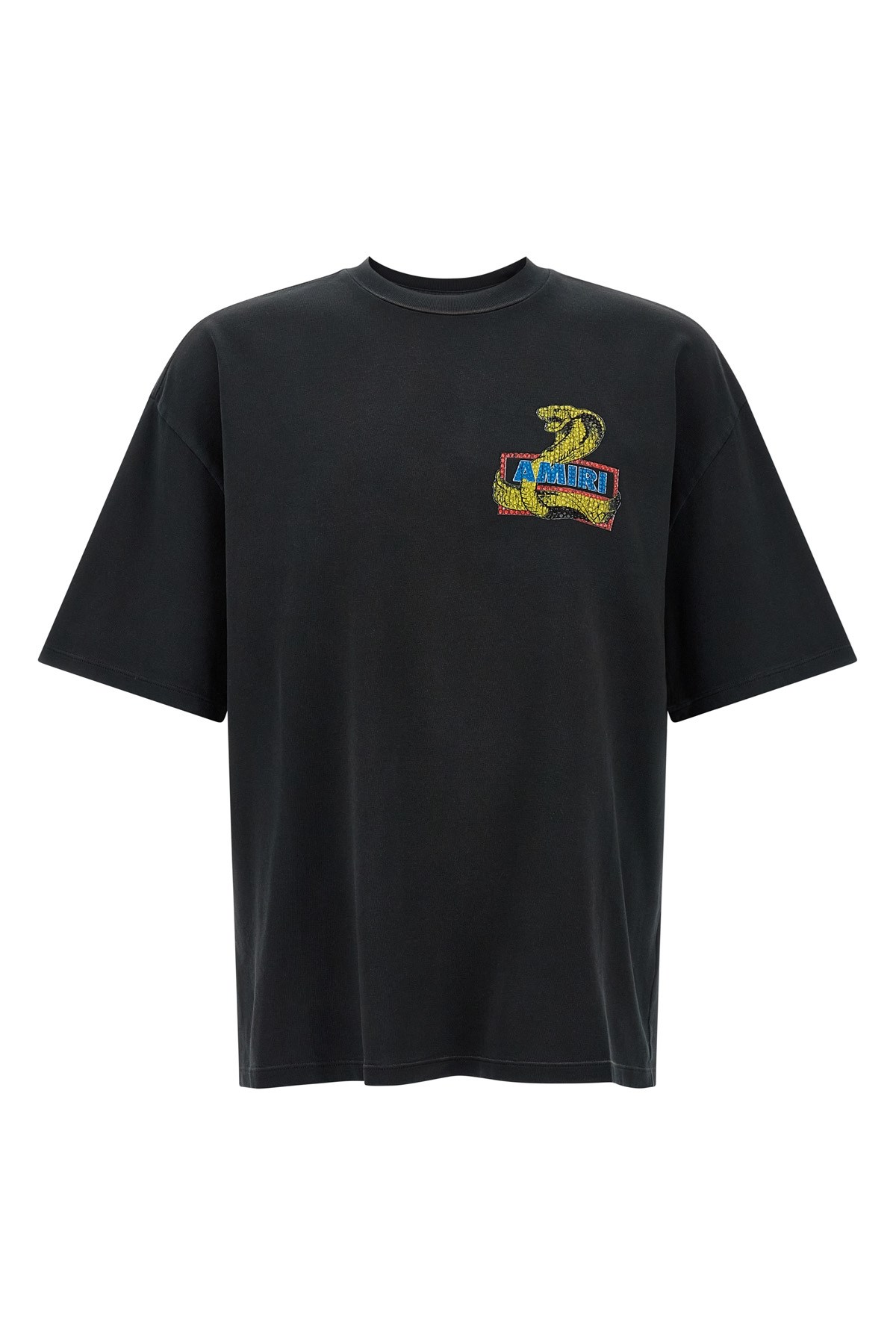 Amiri Crystal Cobra Embellished Printed Cotton-blend Jersey T-shirt In Black
