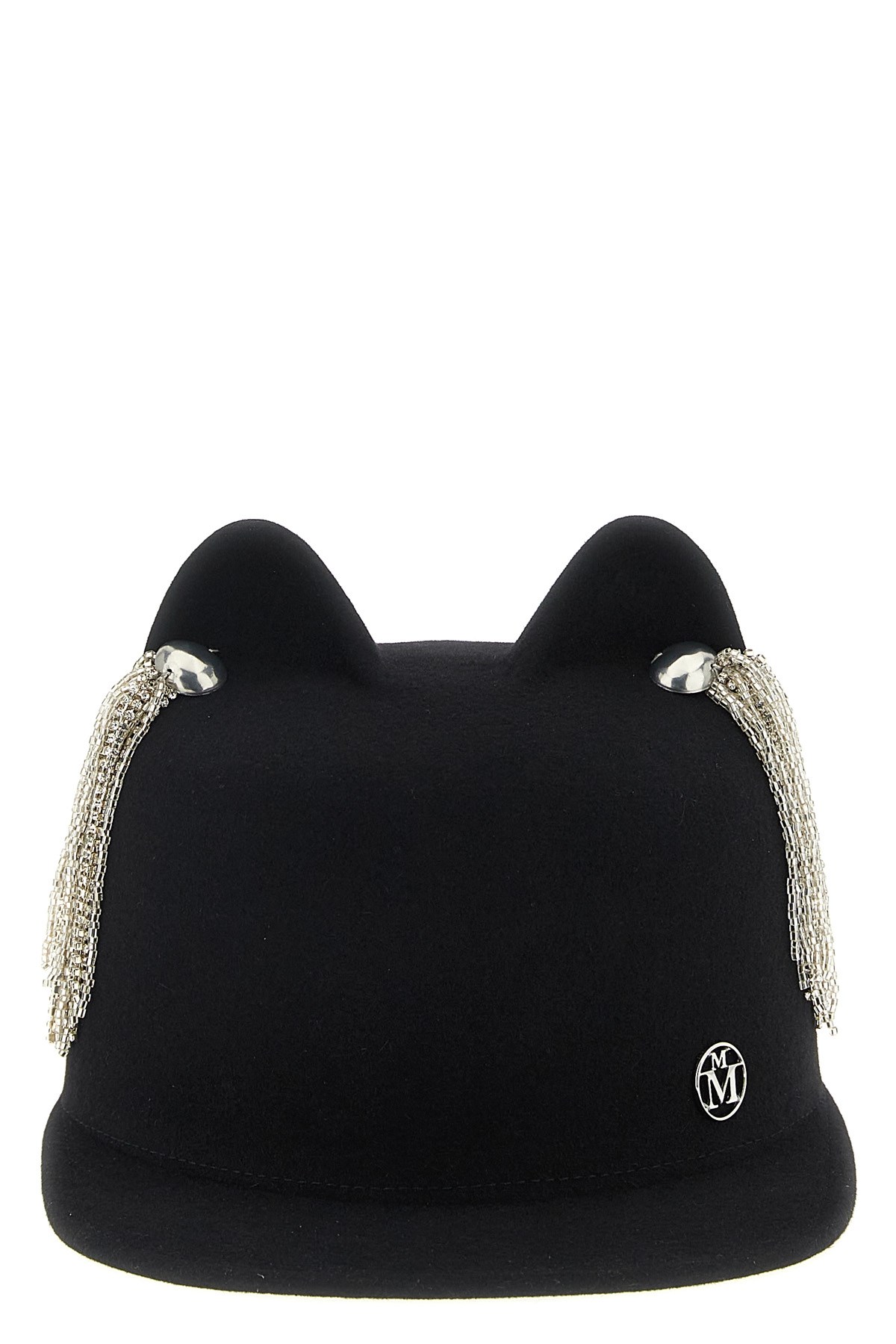 Maison Michel Jamie Hat With Crystals In Black
