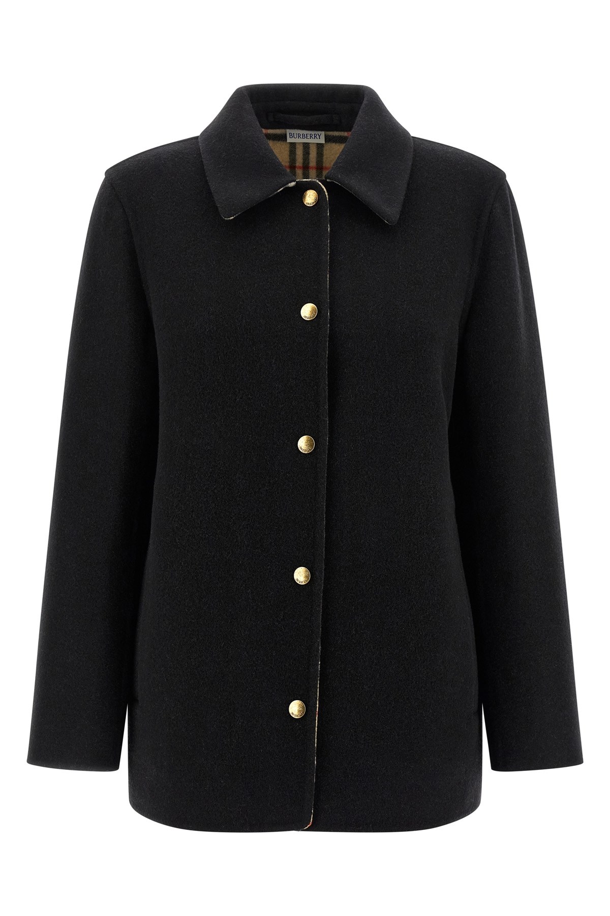 Burberry Wool Overshirt In Black