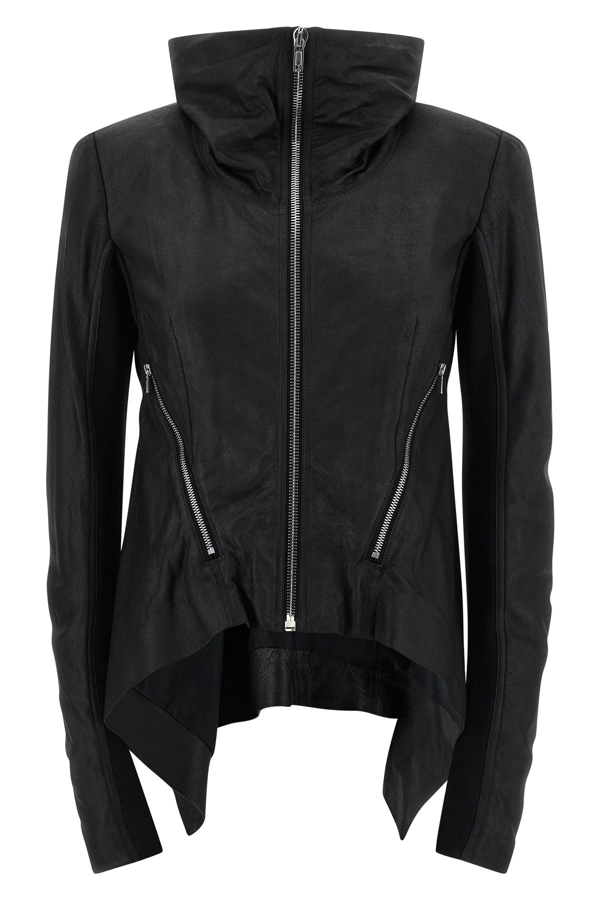 Rick Owens Tailored Leather Biker Jacket Zipper In Black