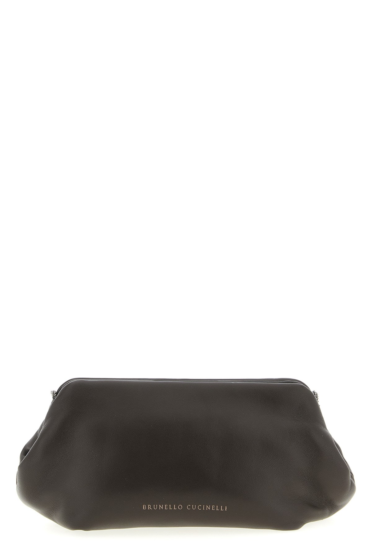 Brunello Cucinelli Chain Strap Shoulder Bag With Soft Texture In Gray