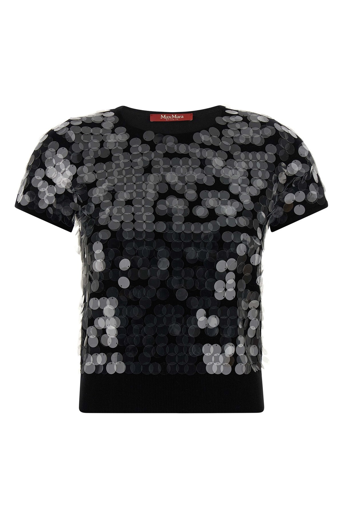 Max Mara Sequin-embellished Short-sleeve T-shirt In Black