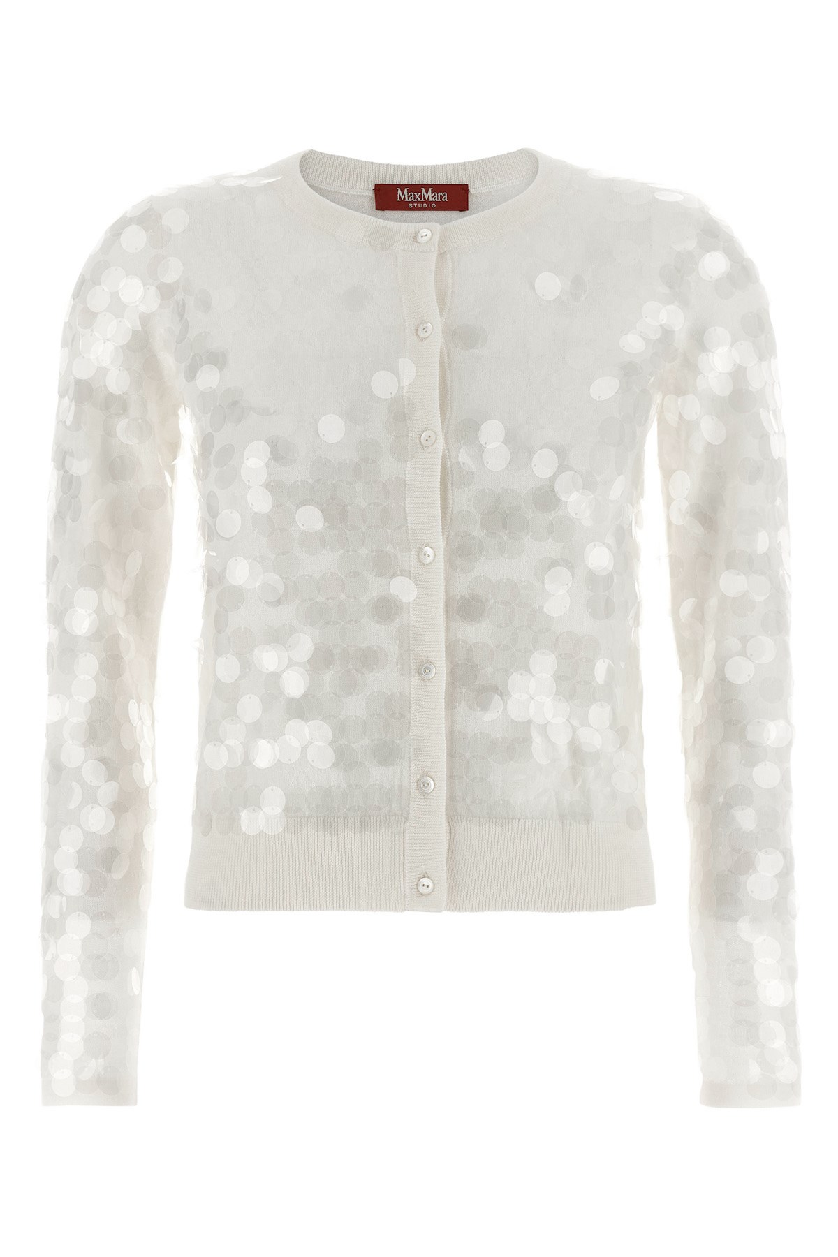 Max Mara Sequin Embellished Cardigan In Silver