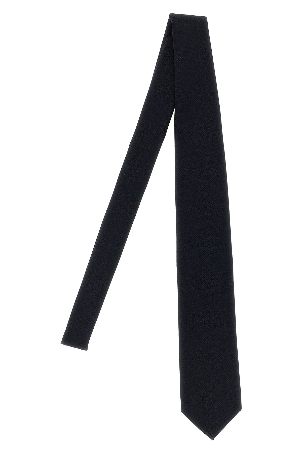 Brioni Slim Textured Wool Tie With Pointed Tip In Blue