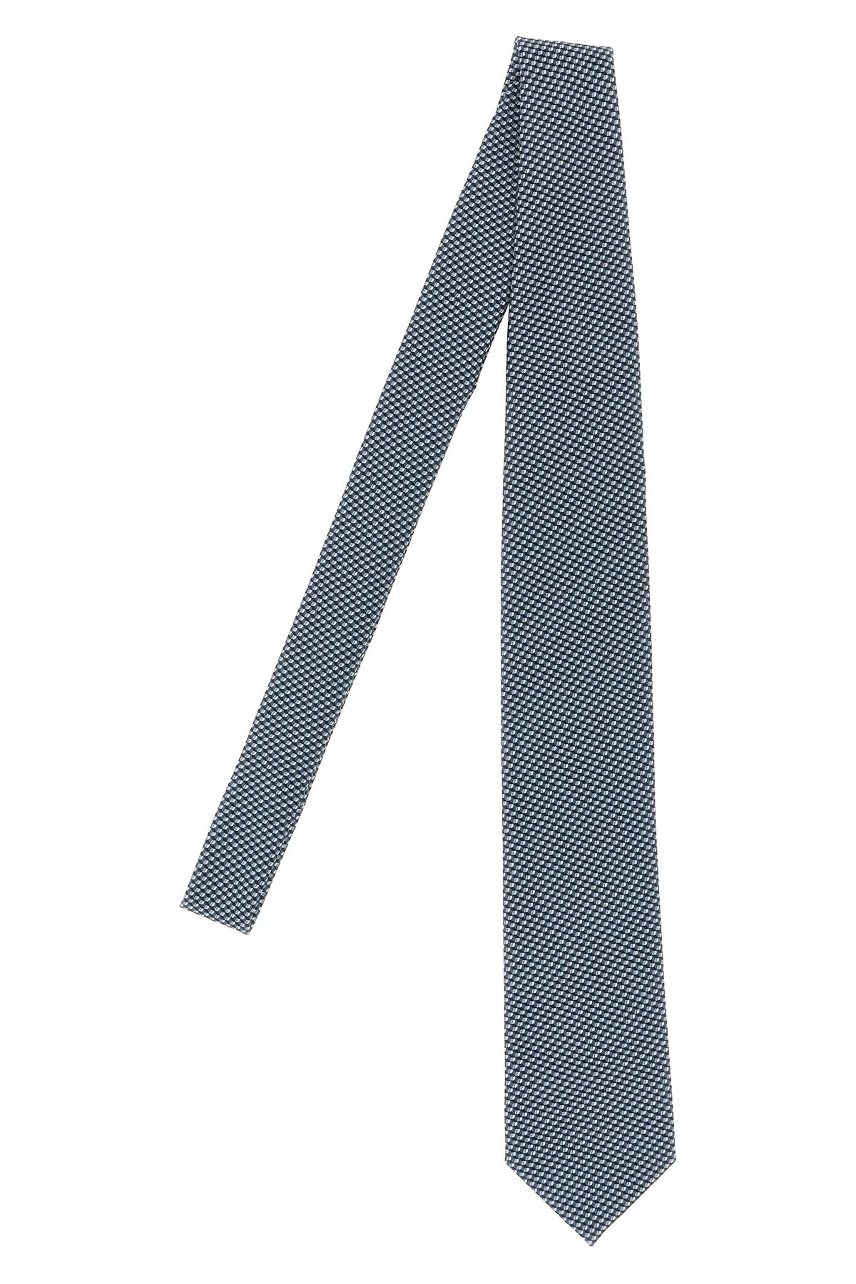 Brioni Slim Textured Jacquard Tie With Pointed Tip In Blue