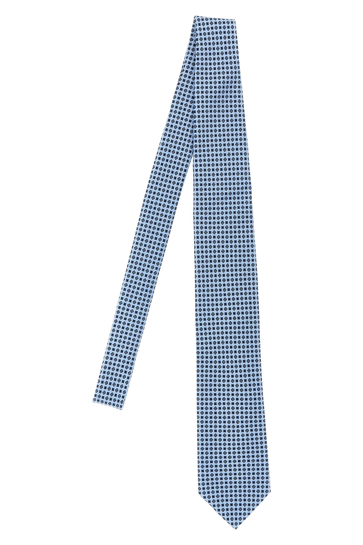 Brioni Slim Patterned Jacquard Tie With Pointed Tip In Blue