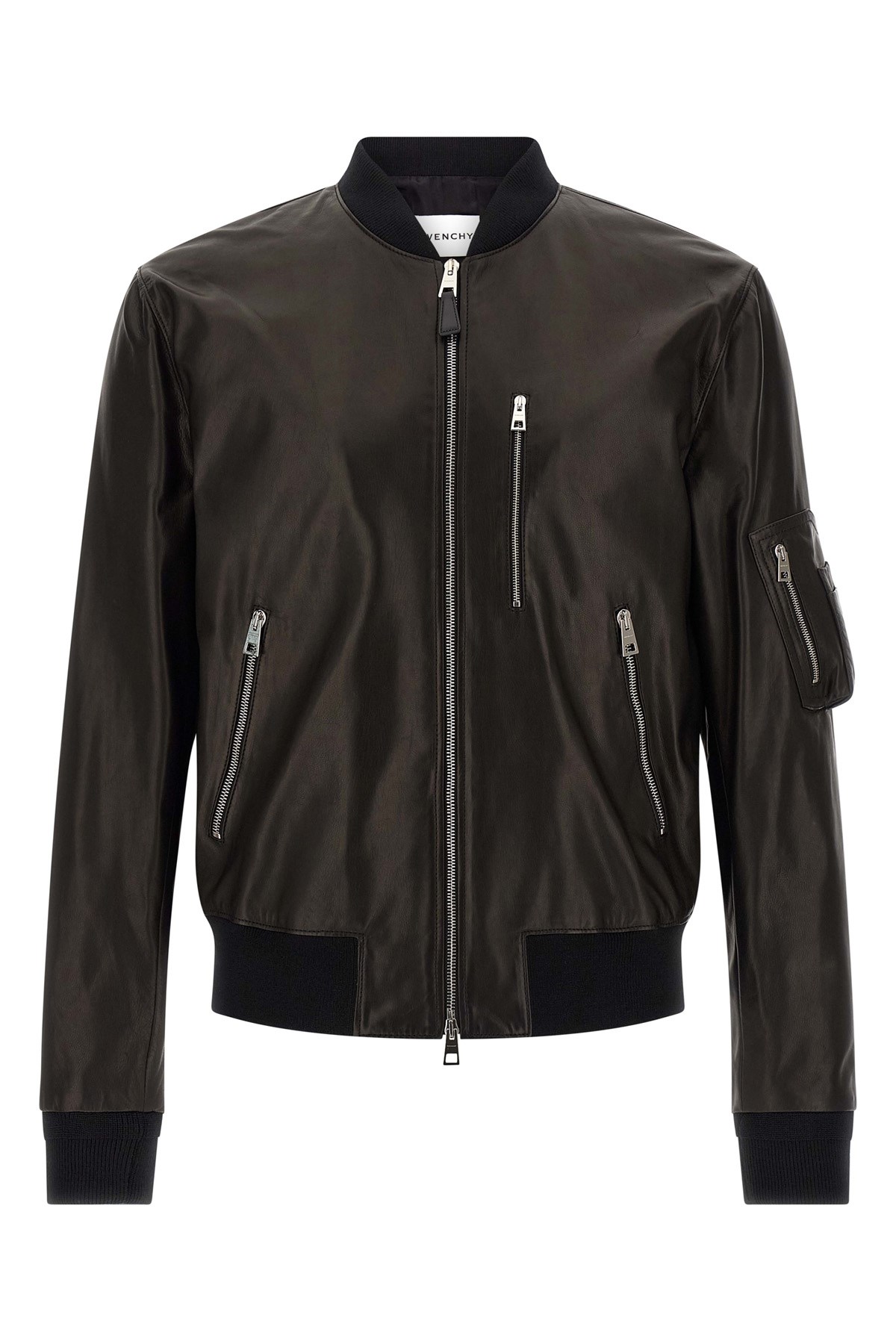 Givenchy Leather Bomber Jacket Puffer Jackets Black In Black