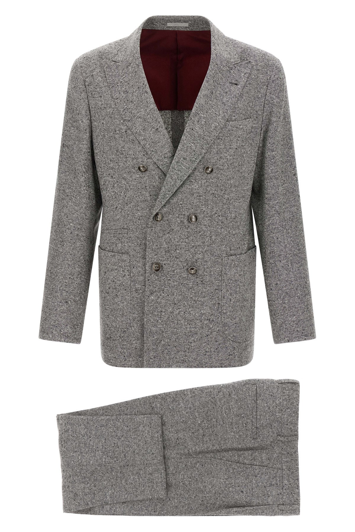 Brunello Cucinelli Tailored Suit Set Double-breasted Jacket In Neutral