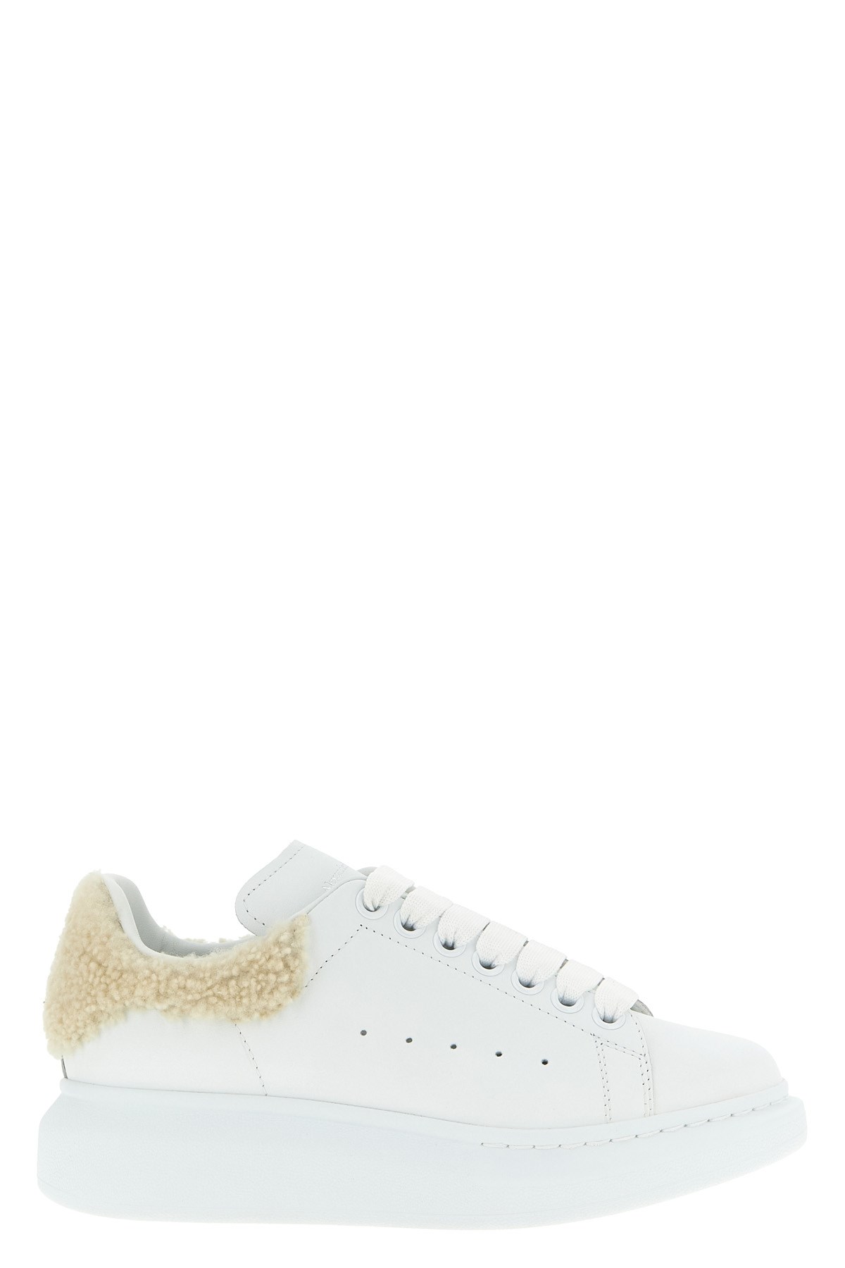 Alexander Mcqueen Mcqueen Oversize Genuine Shearling Trim Sneaker In White