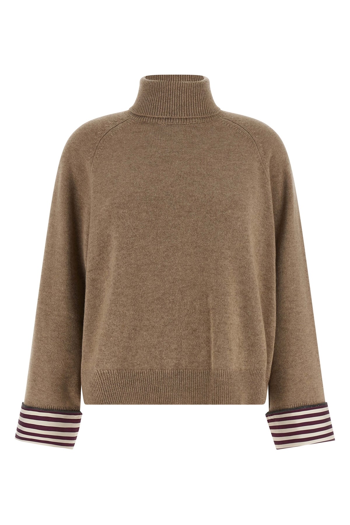 Brunello Cucinelli Shiny Shirt Details Sweaters And Cardigans Brown In Brown