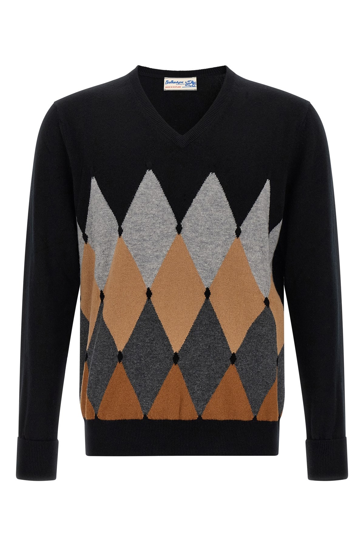 Ballantyne Argyle Pattern Sweater Sweaters And Cardigans Black In Multi