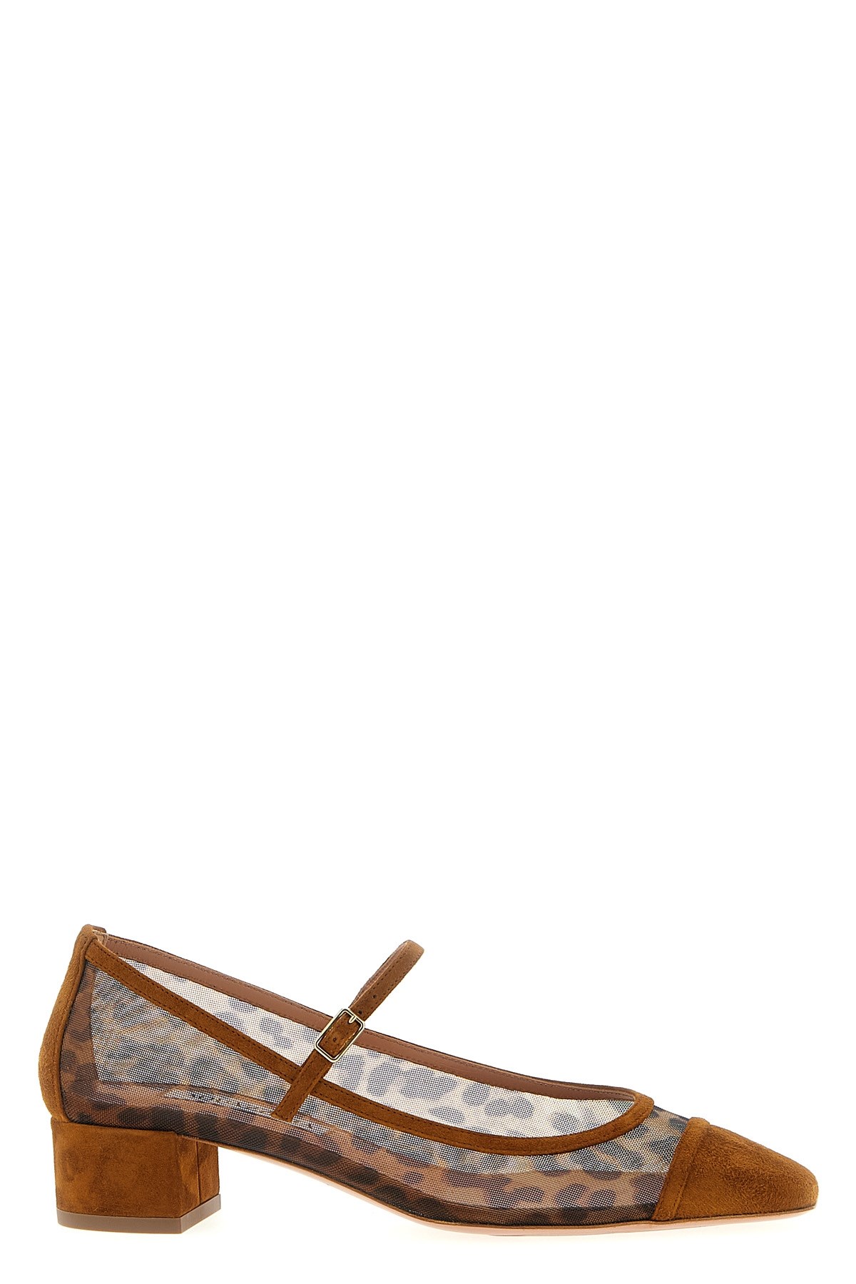 Aquazzura Animal Print Block Heel Square Toe Pumps In Brown