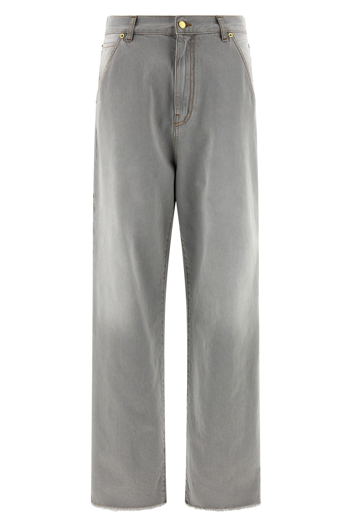Darkpark Frayed Hem Contrast Detail Trousers In Gray
